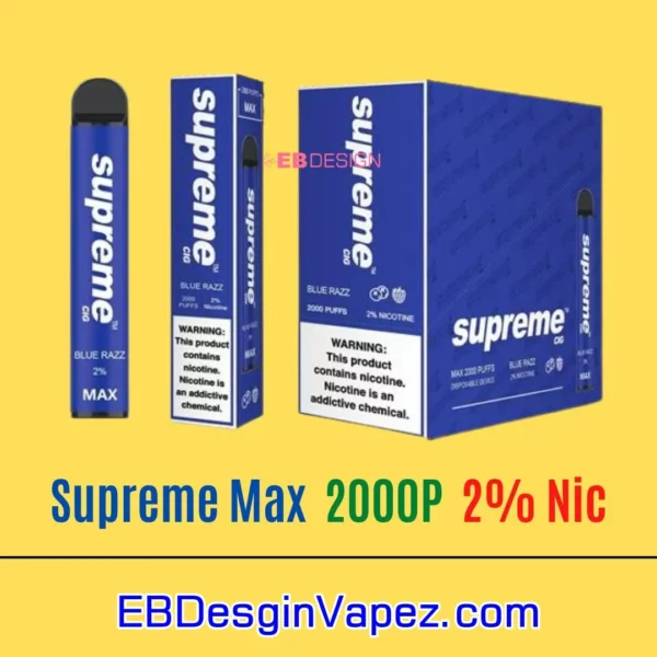 2000 puffs Blue razz - Supreme Max 2% Vape