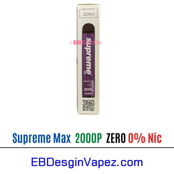 2000 puffs Supreme Max 0% Zero Nicotine - Grape Ice
