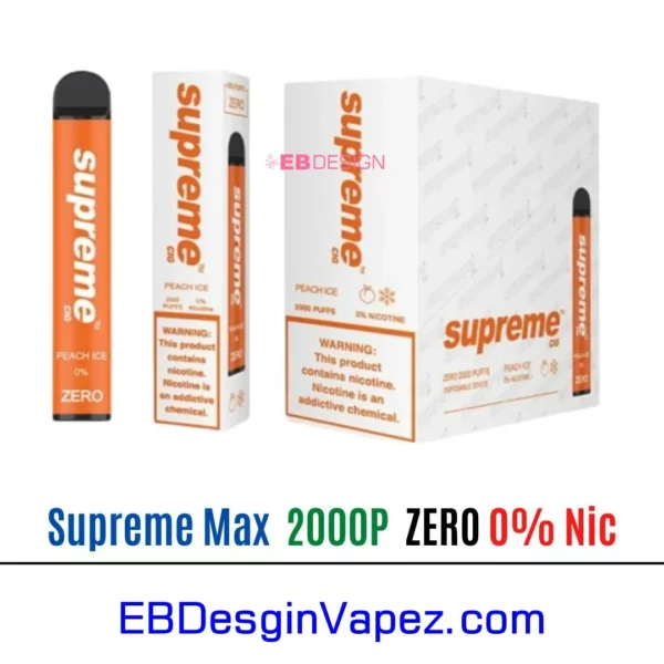 Supreme Max 0% Zero Nicotine - Peach Ice 2000 puffs