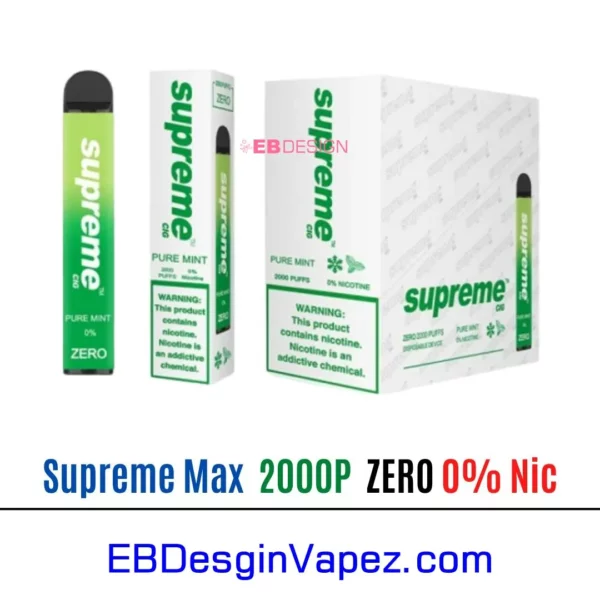 Supreme Max 0% Zero Nicotine - Pure Mint 2000