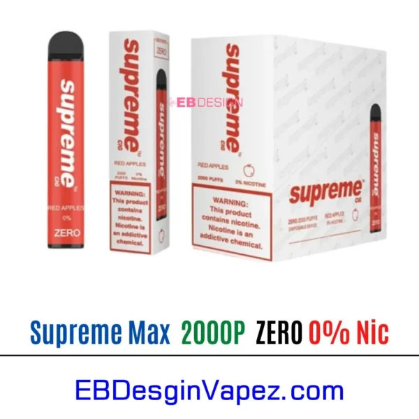 Supreme Max 0% Zero Nicotine - Red Apple 2000 puffs