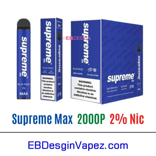Supreme Max 2% Vape - Blue razz 2000 puffs